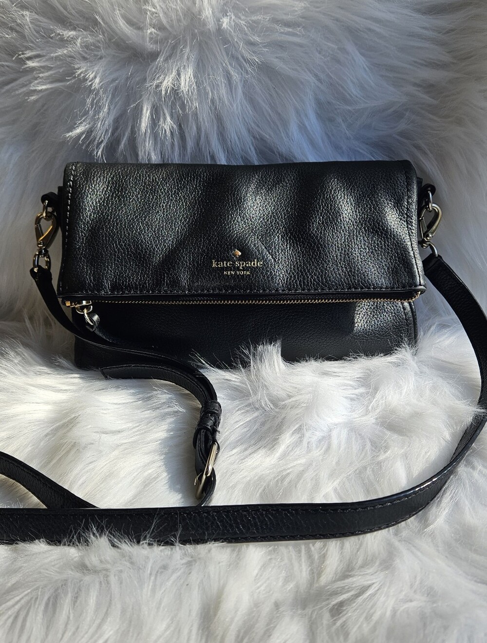 Kate Spade Black Pebbled Leather Crossbody Purse